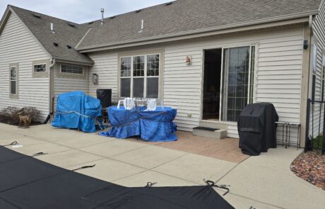 patio before insulated cover at poolside in New Berlin WI