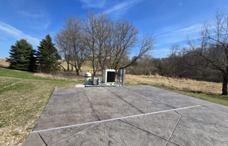 patio before insulated patio cover in Big Bend WI beside pool equipment